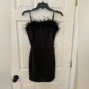 BLACK FUR PARTY/HOMECOMING DRESS